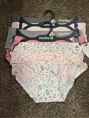 Hurley Women’s ' Pink Multi Leopard Print Bikini Briefs - 5 Pack